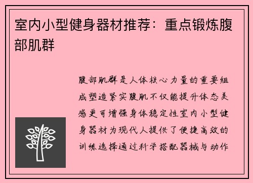 室内小型健身器材推荐：重点锻炼腹部肌群
